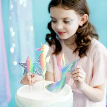 Holographische Meerjungfrauen-Cake Topper Mix 3x - 24,5 cm