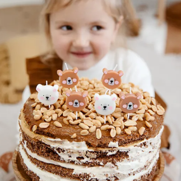 Kuchenzündkerzen mit Bärenmotiv 6x - 3 cm