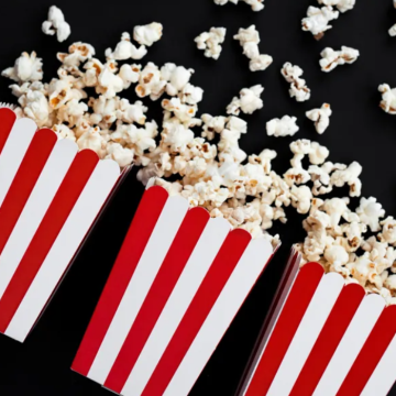Rotes und weißes gestreiftes Popcornbecher 6x - 7x7x12 cm