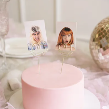 Goldene Herz-Caketopper für Fotos 2x - 12x4 cm