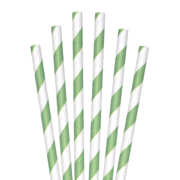 Papierstrohhalme grün-weiß gestreift 20x