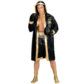 Schwarz und goldenes Boxerkostüm