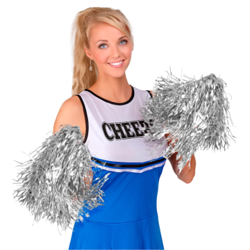Silber Pom-Pom Set 2x