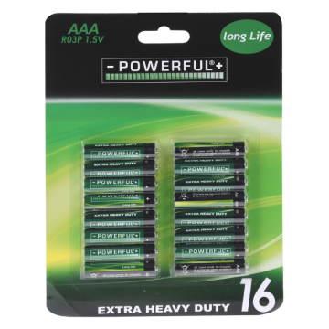 AAA-batterier 16x heavy duty