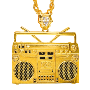 Ghettoblaster guld halskæde - 75 cm