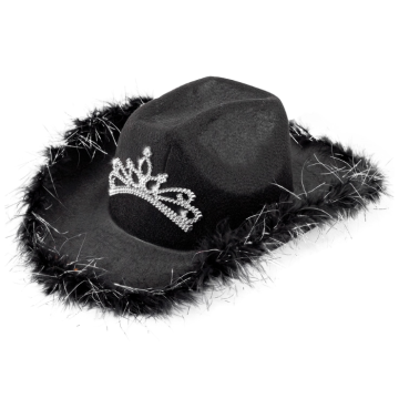 Schwarzer Cowboyhut mit Tiara