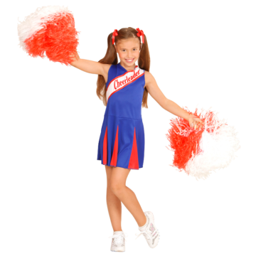 Blau und rotes Cheerleader-Kostüm für Kinder