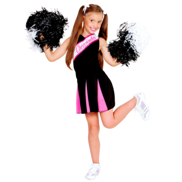 Schwarzes und pinkes Cheerleader-Kostüm für Kinder