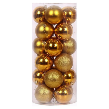 Dunkelgoldene Weihnachtskugeln 24x - 6 cm
