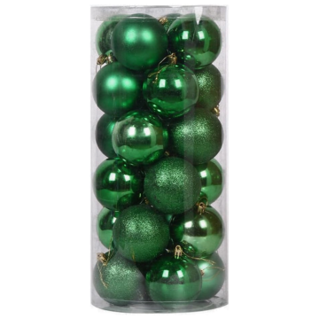 Dunkelgrüne Weihnachtskugeln 24x - 6 cm