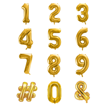 Zahlenballons Gold - 35 cm