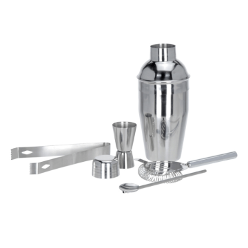 Cocktail shaker sæt rustfrit stål - 5 dele