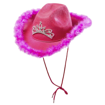 Pinke und lila Cowboyhut mit Tiara