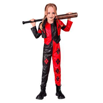 Rød/Sort harlekin kostume til børn