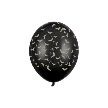 Schwarze Ballons mit Fledermaus Motiv 6x - 30cm