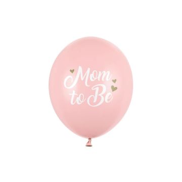 Rosa Baby Shower Ballons mit weißem Schriftzug 6x - Ø 30 cm