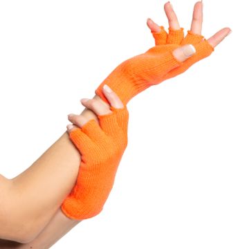 Fingerlose Handschuhe Einheitsgröße für Frauen neon orange