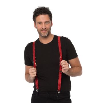 Paillettenhosenträger rot Einheitsgröße Unisex