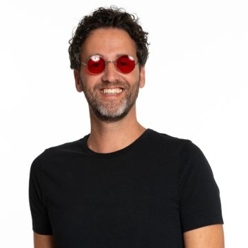 Runde Lennon Sonnenbrillen rot