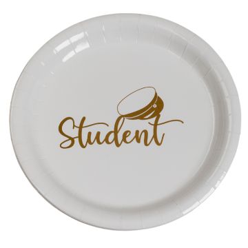 Pappteller mit Studentenmotiv Gold 8x - 23 cm