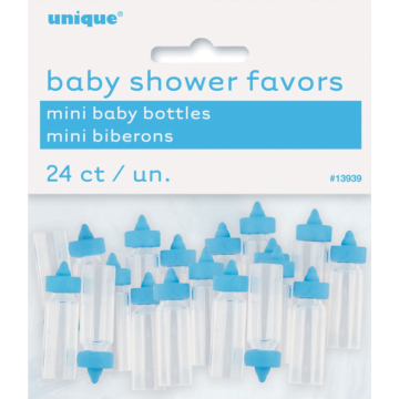 Mini-Schnullerflaschen für die Babyshower 24x blau