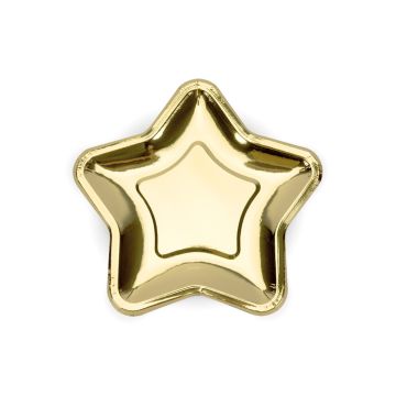 Goldene Pappteller in Sternform 6x - 23 cm