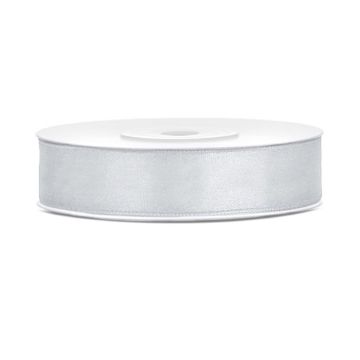 Silbernes Satinband - 12 mm x 25 m