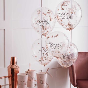 Team Bride Luftballons mit Konfetti 5x - 30 cm