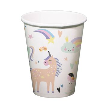 Pappbecher mit Einhornmotiven 6x - 250 ml