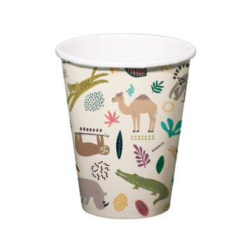 Pappbecher mit Zoo-Motiven 6x - 250 ml
