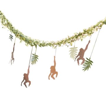Dschungel Girlande mit Affen und Blättern - 4 Meter