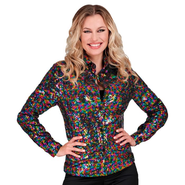 Paillettenhemd für Damen in multicolor
