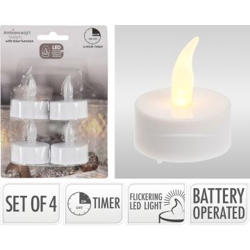 LED-Teelichter 4 stk. mit Timer und flackerndem Licht