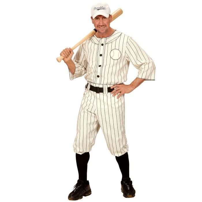 Weißes Baseballspieler Kostüm Herren - 4 Teile