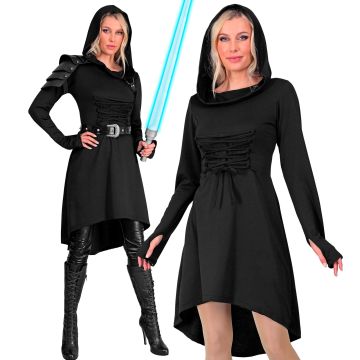 Schwarzes gotisches Kapkleid für Frauen