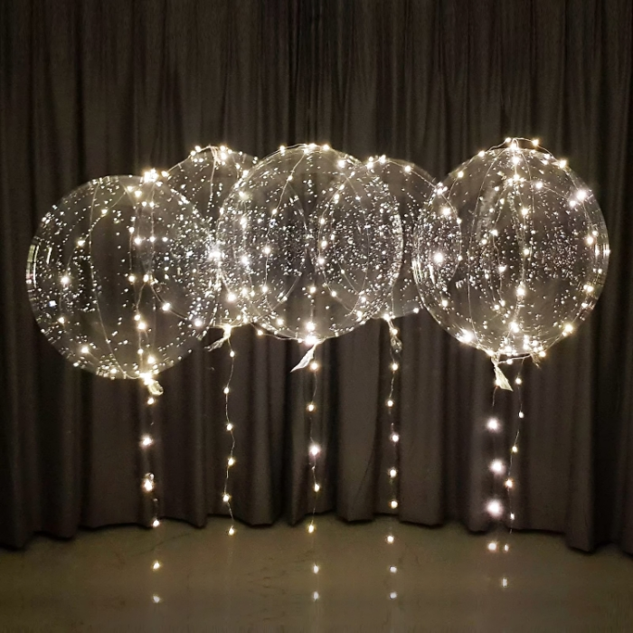 5x LED Ballon 50 cm - weiße Lichterkette 5 m