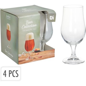 Bierglas auf Fuß aus klarem Glas, 4 stk., 37 cl