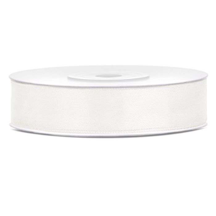 Hellcremefarbenes Satinband - 12 mm x 25 m