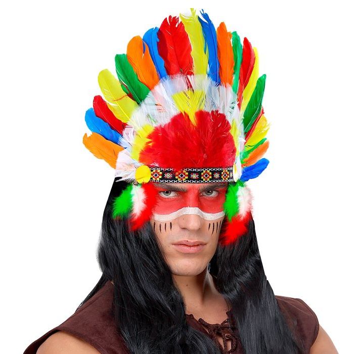 Mehrfarbiger Indianerhäuptling Federhut