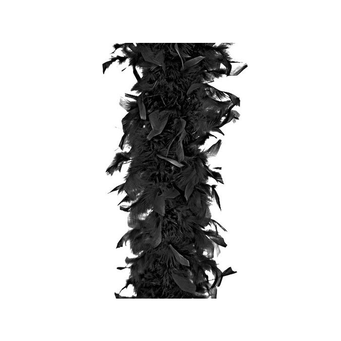 Schwarze Boa mit Federn - 180 cm