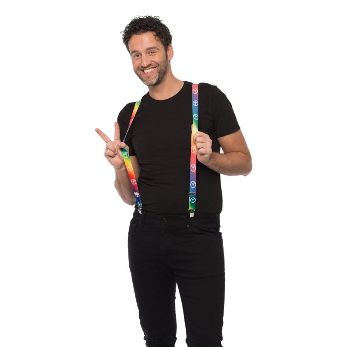 Mehrfarbige Hosenträger mit Peace-Motiven Unisex One-Size