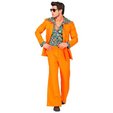 70er Jahre Disco Kostüm in Orange für Herren
