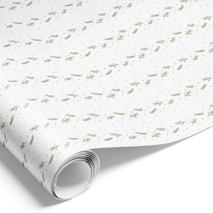 Geschenkpapier in Weiß mit Goldmotiven - 1000x70 cm