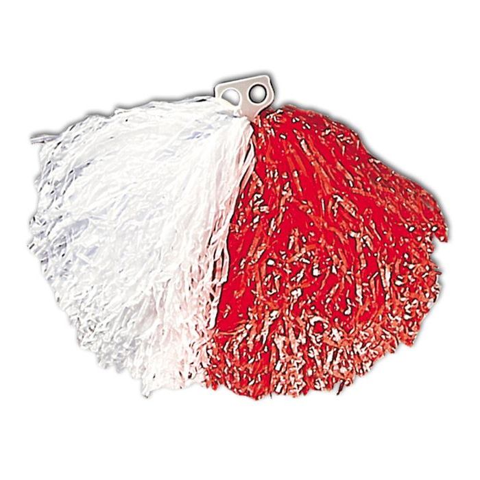 Cheerleader Pom Pom Rot und Weiß - 1X