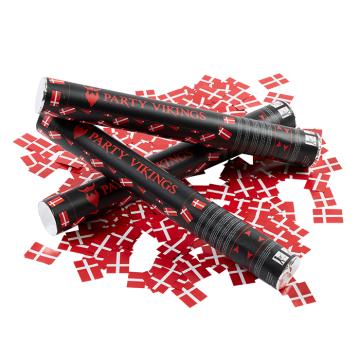 Rot, weiß, Dannebrog Konfettirohr 40 cm PartyVikings
