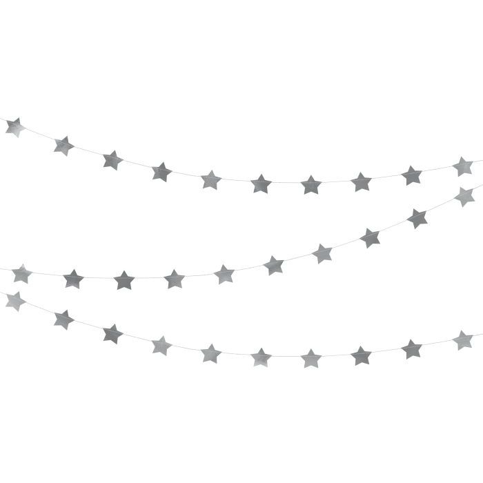 Silberne Sternen-Girlande - 3,6 m