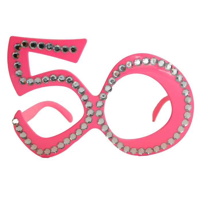50 Jahre Brille pink mit Diamanten - Einheitsgröße