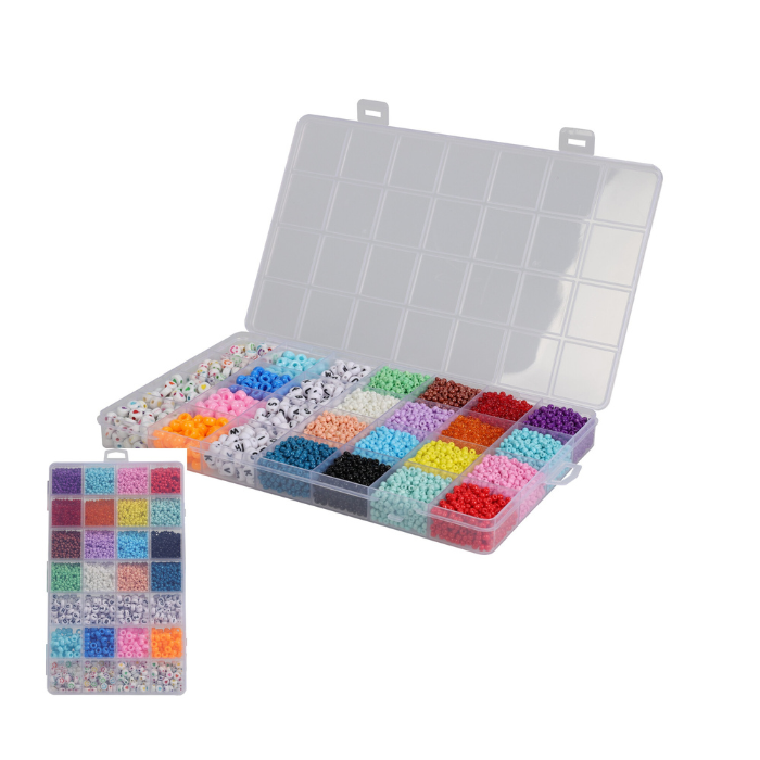 Perlen-Set für Armbänder in transparenter Box 440 g