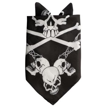 Schwarz Bandana mit Totenkopf 52x55 cm