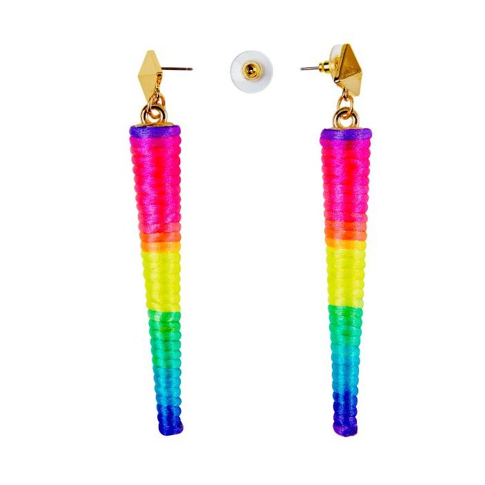 80er Kegelohrringe in Neonregenbogenfarben